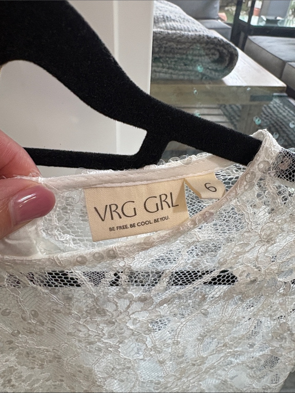 VRG GRL DEVYN SEQUIN SET WHITE Sheer White Lace fits S/M - Picture 6 of 9